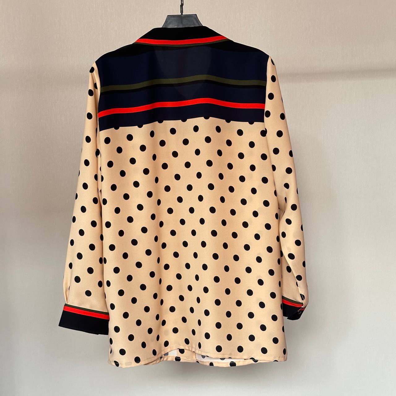 شومیز سایز بزرگ دخترانه آستین بلند خالدار - تصویر 4