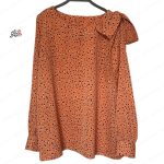 شومیز سایز بزرگ دخترانه آستین بلند سرشانه پاپیونی نارنجی