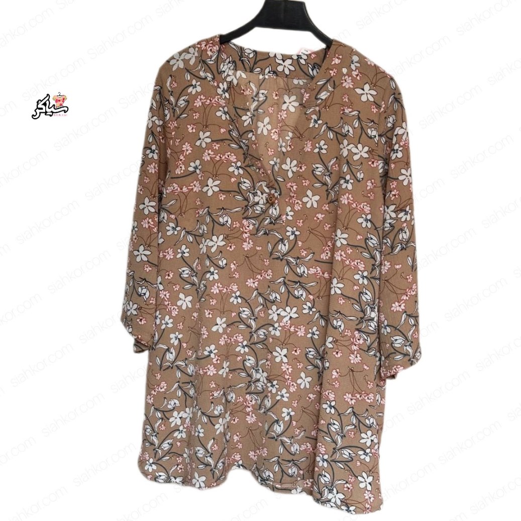 شومیز سایز بزرگ دخترانه آستین سه ربع گلدار