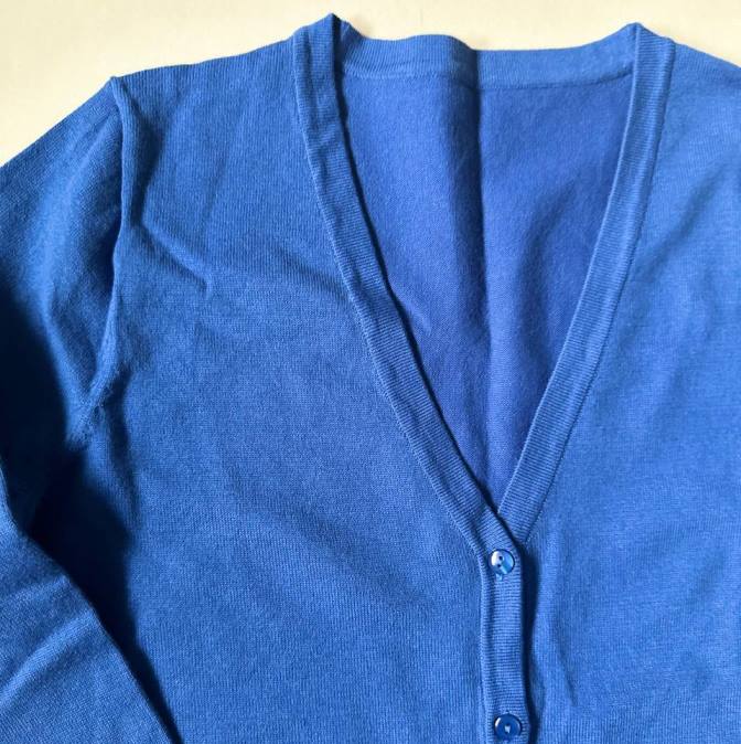 بلوز بافت وارداتی اروپایی دخترانه جلو دکمه دار آبی - تصویر 2