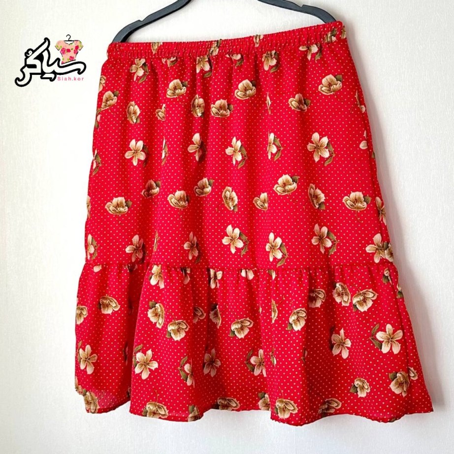 دامن چیندار خنک و تابستونی قرمز
