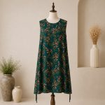 پیراهن نخی حلقه ای ساحلی زنانه خنک و تابستونی (بدون آبرفت) سبز