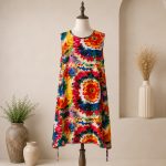 پیراهن نخی حلقه ای ساحلی زنانه خنک و تابستونی (بدون آبرفت)